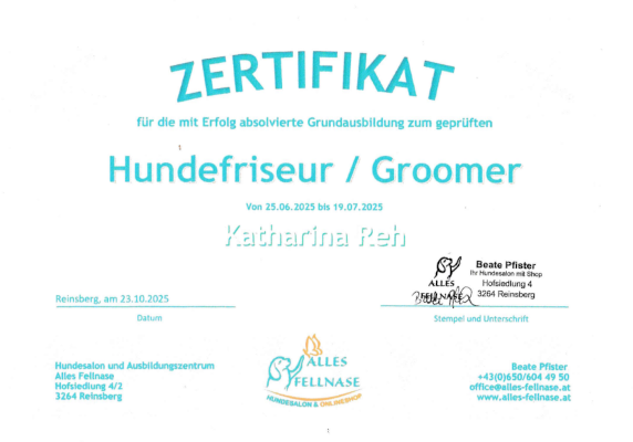 Zertifikat Alles Fellnase